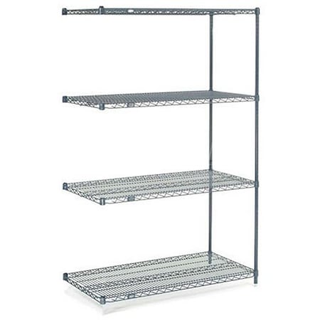 Nexel 4 Shelf, Nexelon Blue Wire Shelving Unit, Add On, 48inW x 18inD x 86inH 188443E